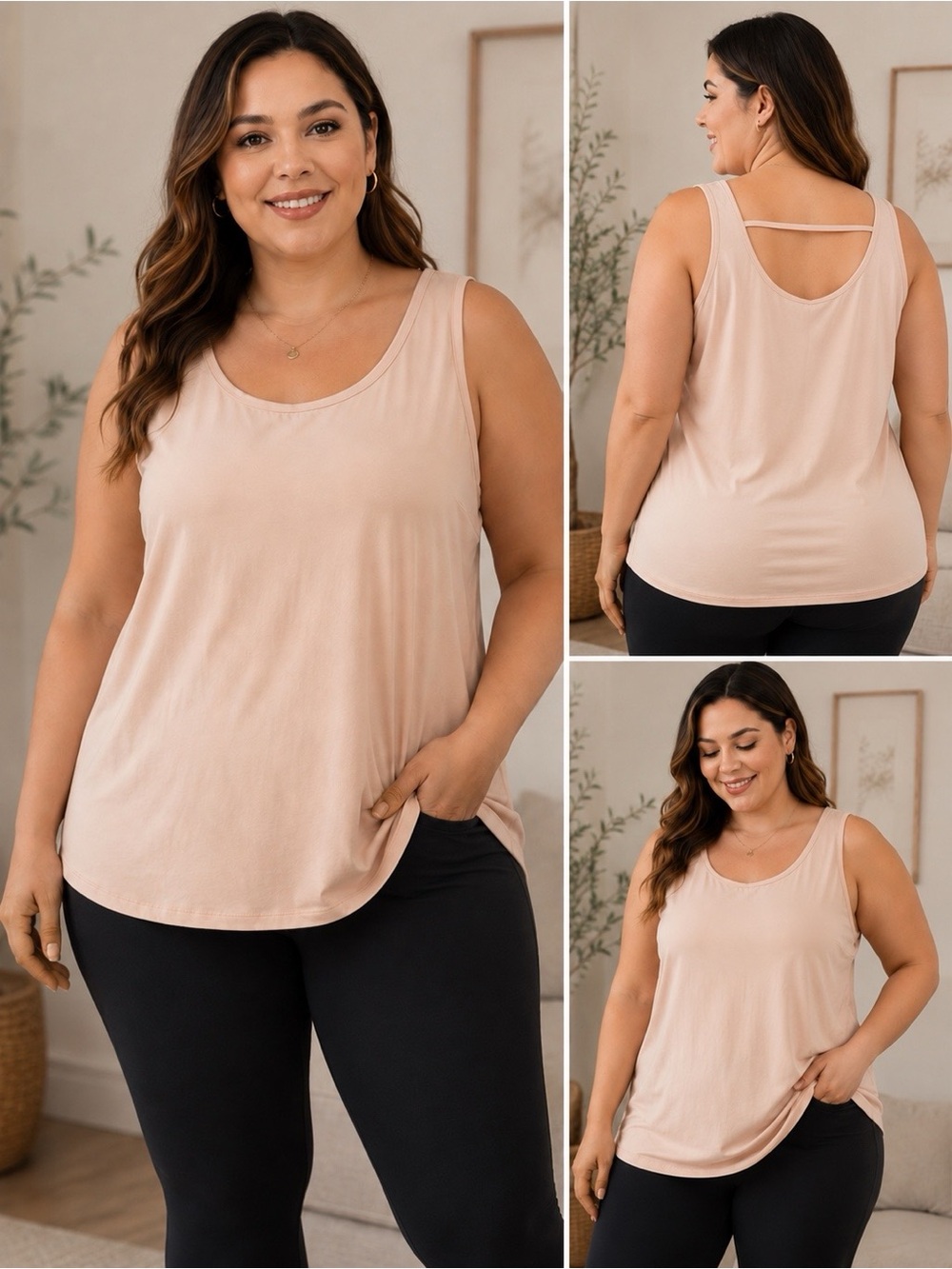 Women's Champion 1X Athletic Tank Top Peach Flowy Low Back